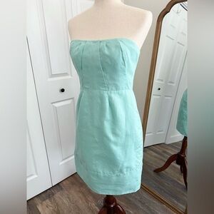 J Crew teal strapless dress SMALL